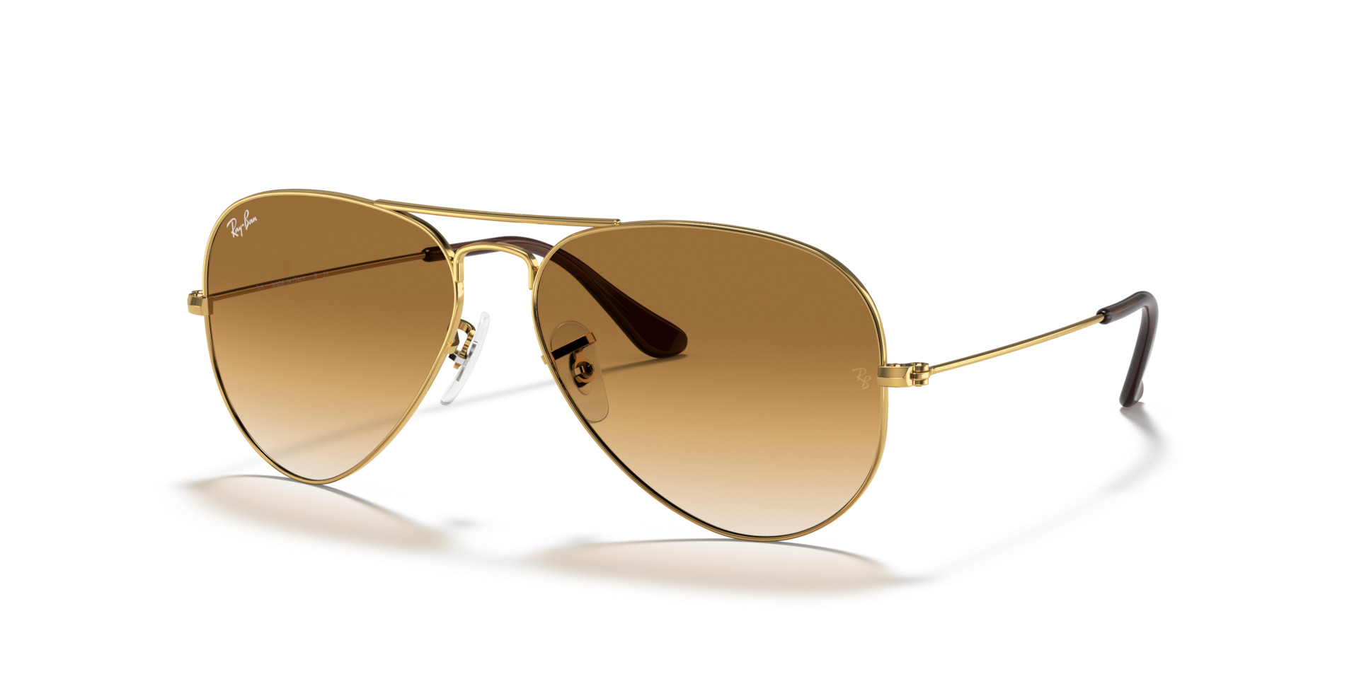 Ray-Ban Aviator Large Metal RB3025 Sunglasses angle view - Colour: Arista Gold / Brown Gradient