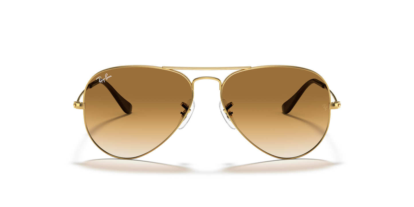 Ray-Ban Aviator Large Metal RB3025 Sunglasses front view - Colour: Arista Gold / Brown Gradient