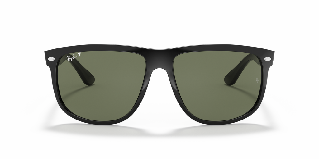 Ray-Ban Boyfriend RB4147 Sunglasses front view - Colour: Polished Black / Dark Green Polarised