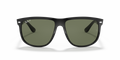 Ray-Ban Boyfriend RB4147 Sunglasses front view - Colour: Polished Black / Dark Green Polarised
