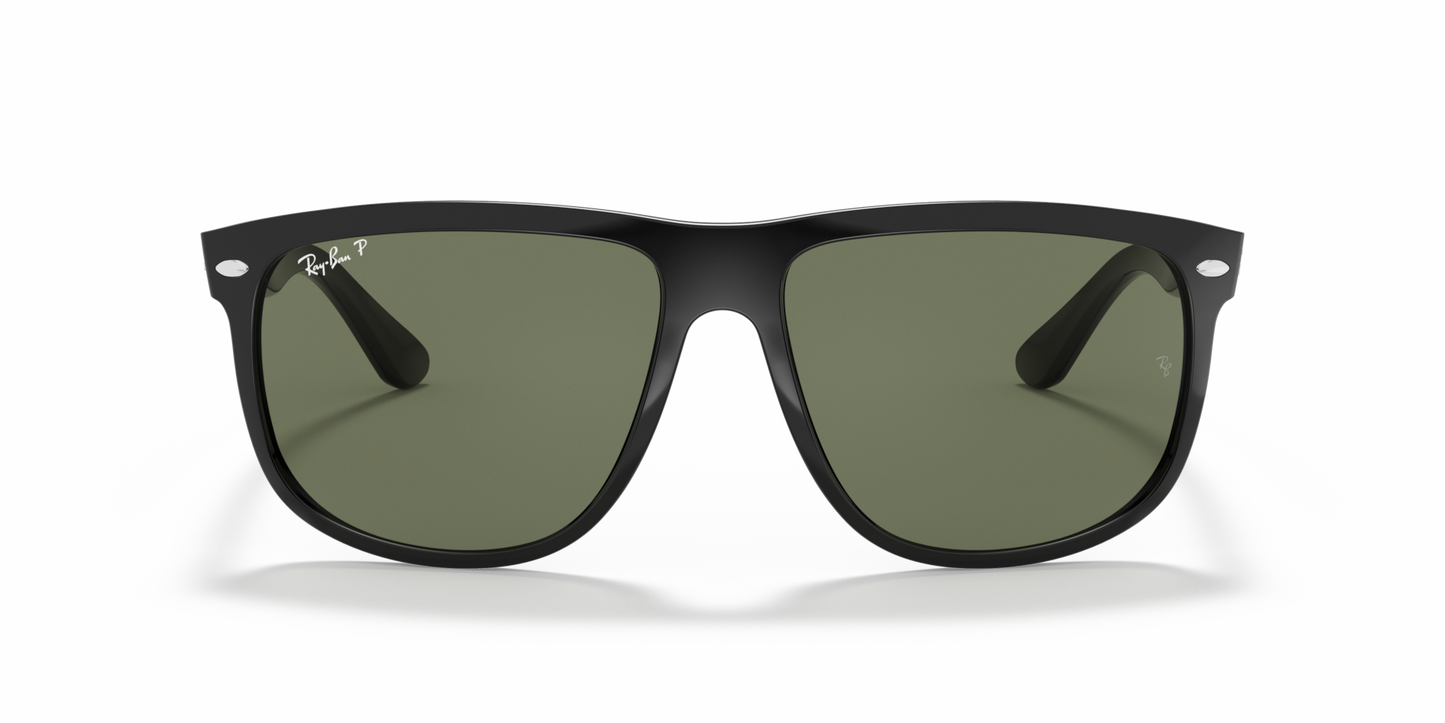 Ray-Ban Boyfriend RB4147 Sunglasses front view - Colour: Polished Black / Dark Green Polarised