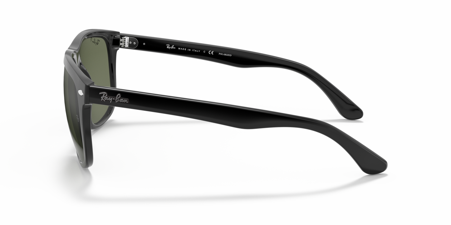 Ray-Ban Boyfriend RB4147 Sunglasses side view - Colour: Polished Black / Dark Green Polarised