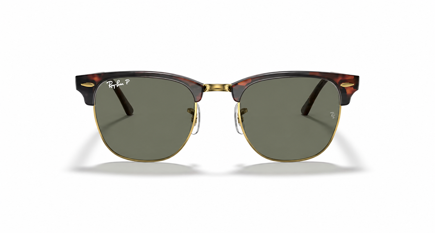 Ray-Ban Clubmaster RB3016 Sunglasses front view - Colour: Red Havana - Lens: G-15 Green Polarised - Media: Standard