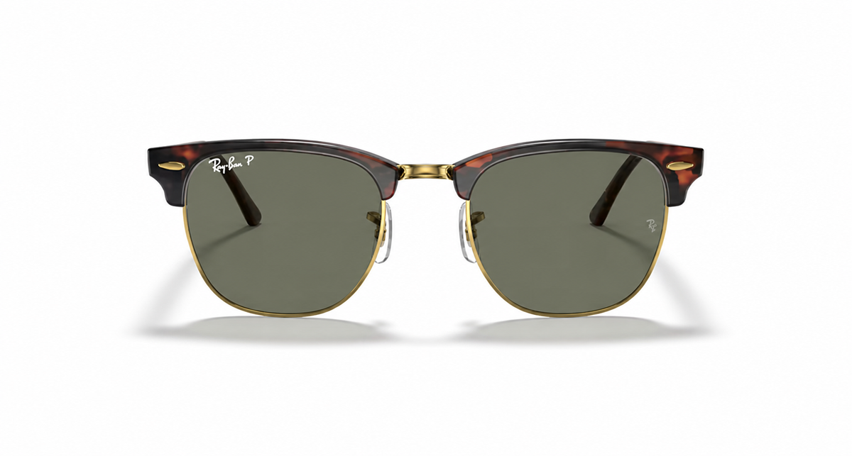 Ray-Ban Clubmaster RB3016 Sunglasses front view - Colour: Red Havana - Lens: G-15 Green Polarised - Media: Standard