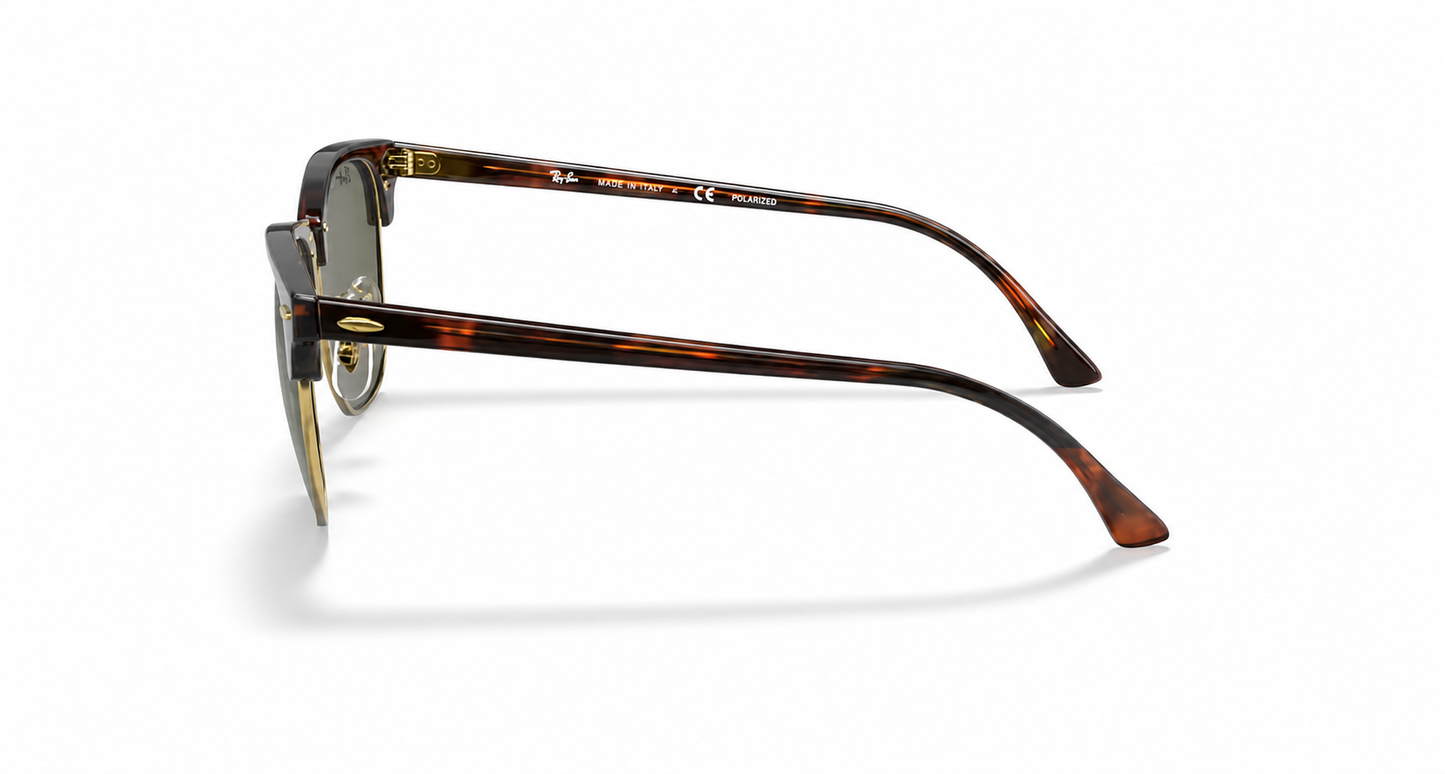 Ray-Ban Clubmaster RB3016 Sunglasses side view - Colour: Red Havana - Lens: G-15 Green Polarised - Media: Standard