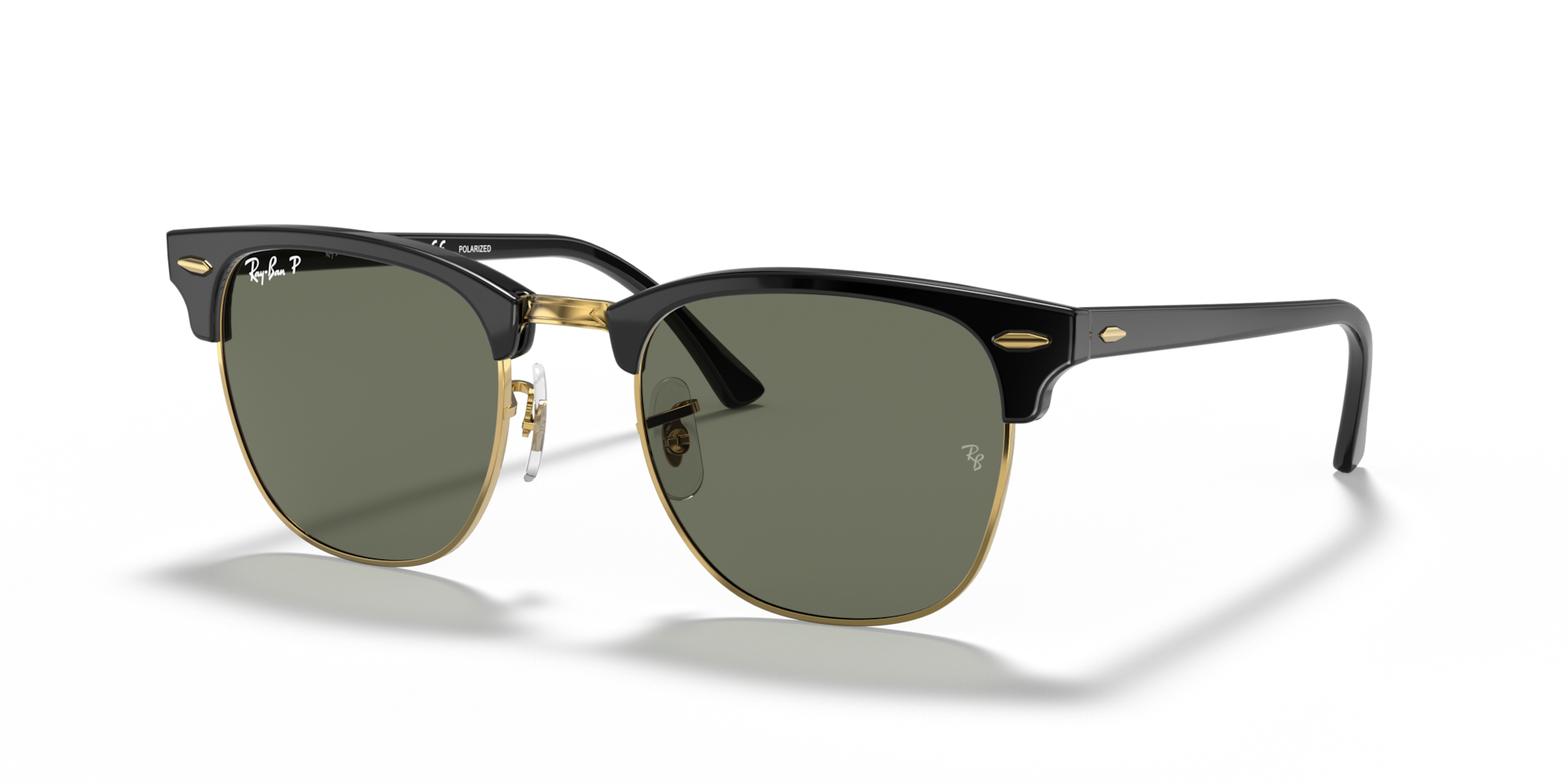 Ray-Ban Clubmaster RB3016 Sunglasses angle view - Colour: Black / G-15 Green Polarised