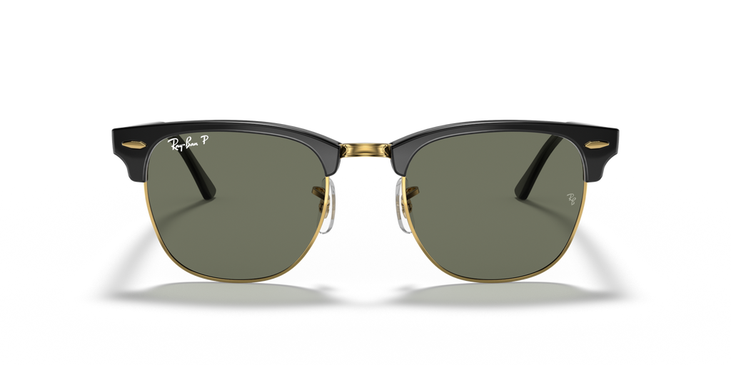Ray-Ban Clubmaster RB3016 Sunglasses front view - Colour: Black / G-15 Green Polarised