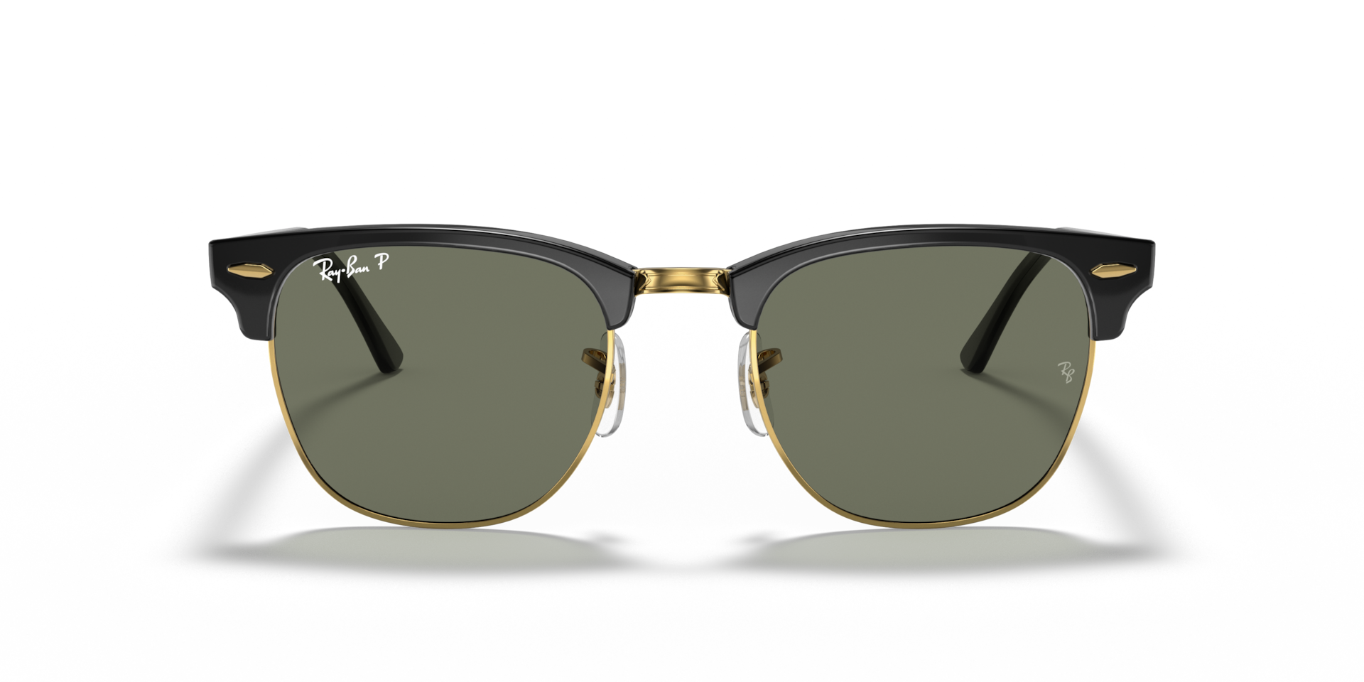 Ray-Ban Clubmaster RB3016 Sunglasses front view - Colour: Black / G-15 Green Polarised
