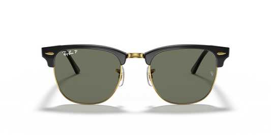 Ray-Ban Clubmaster RB3016 Sunglasses front view - Colour: Black / G-15 Green Polarised