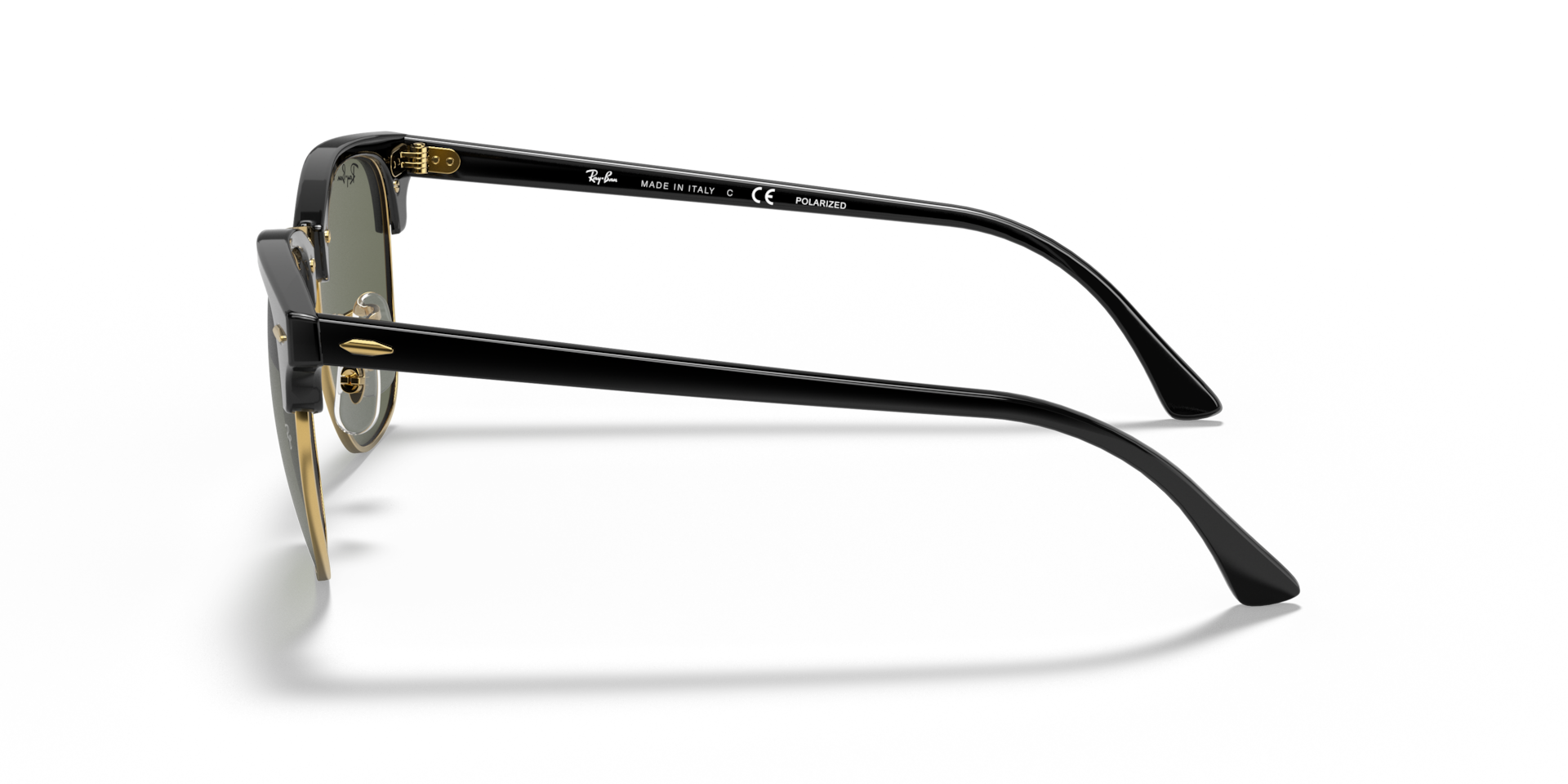 Ray-Ban Clubmaster RB3016 Sunglasses side view - Colour: Black / G-15 Green Polarised