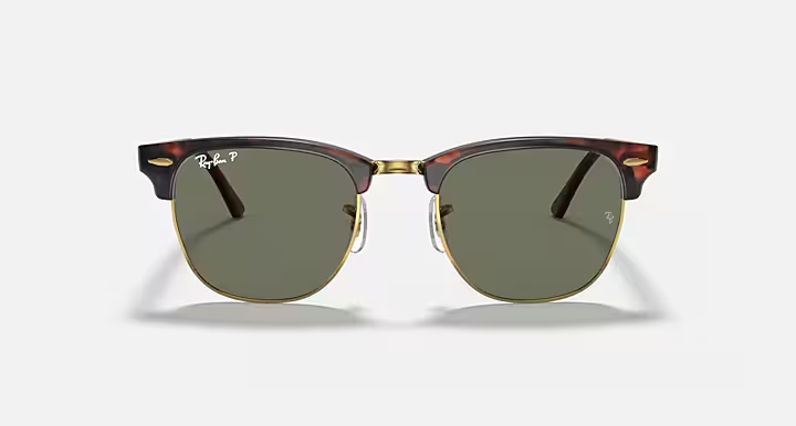 Ray-Ban Clubmaster RB3016 Sunglasses front view - Colour: Red Havana / G-15 Green Polarised