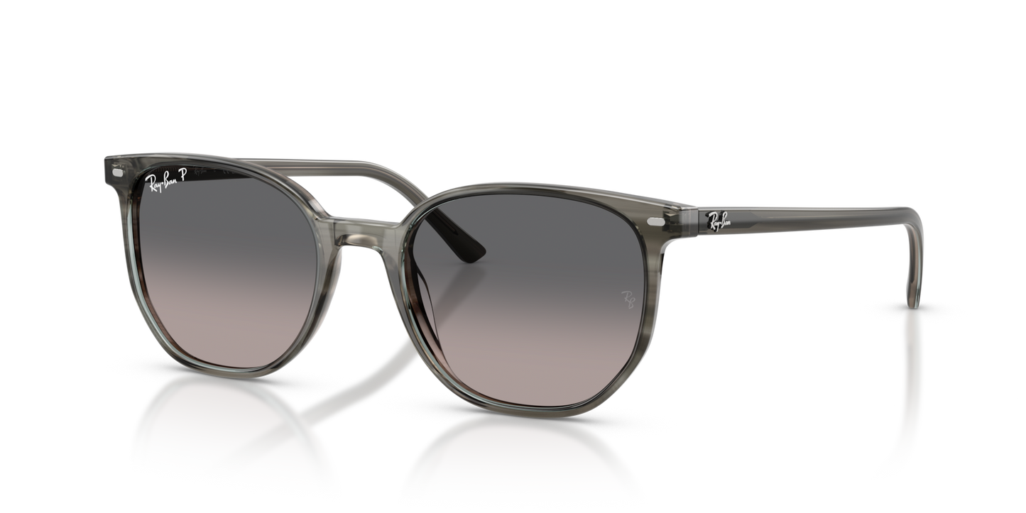 Ray-Ban Elliot RB2197 Sunglasses angle view - Colour: Polished Striped Grey / Grey Gradient Polarised