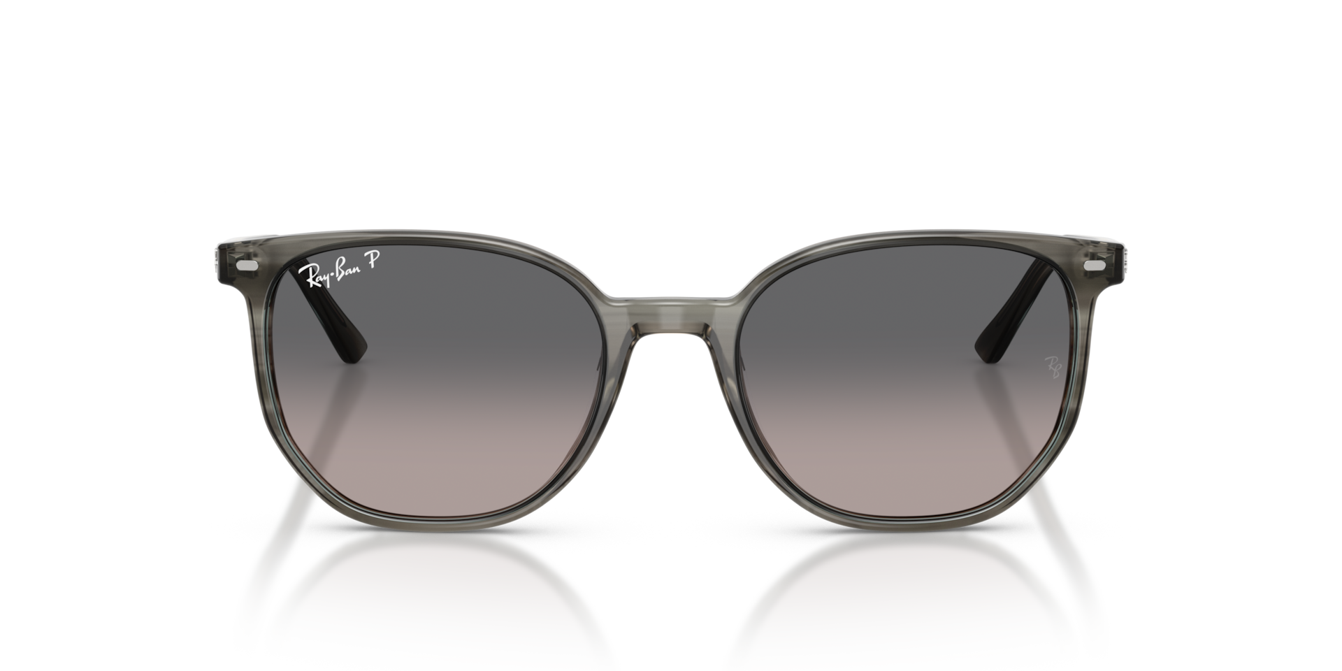 Ray-Ban Elliot RB2197 Sunglasses front view - Colour: Polished Striped Grey / Grey Gradient Polarised