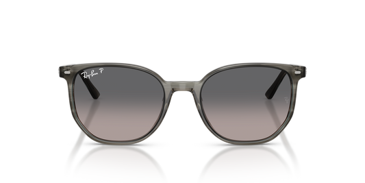 Ray-Ban Elliot RB2197 Sunglasses front view - Colour: Polished Striped Grey / Grey Gradient Polarised
