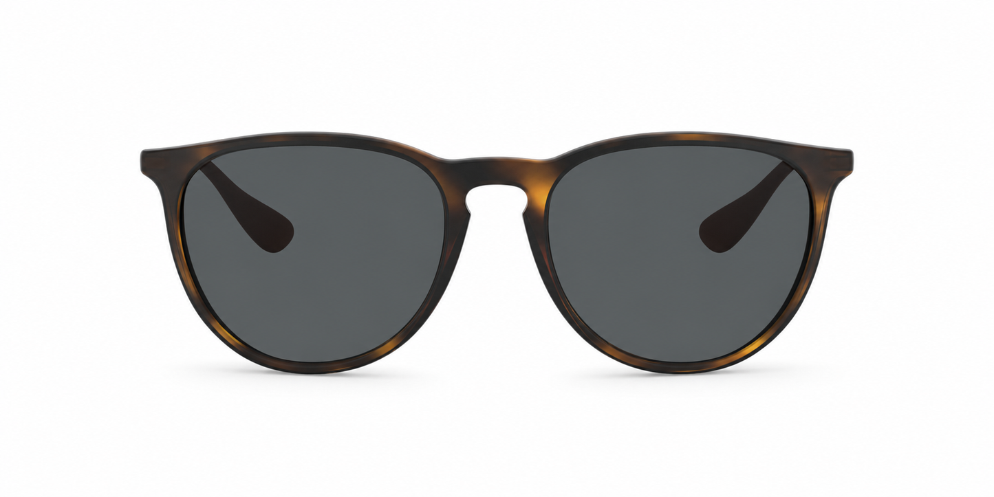 Ray-Ban Erika RB4171 Sunglasses front view - Colour: Rubber Havana - Lens: Grey solid tint - Media: Custom Polarised Grey solid tint