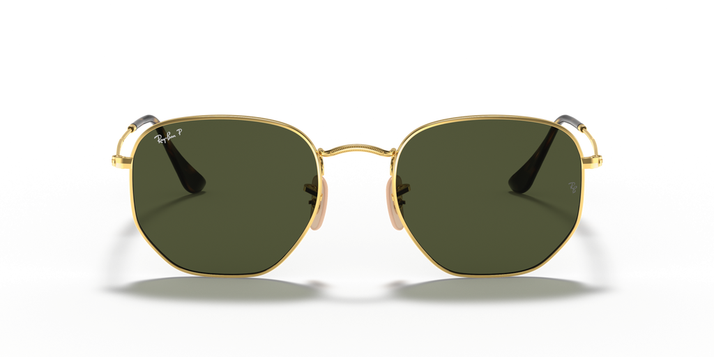 Ray-Ban Hexagonal RB3548N Sunglasses front view - Colour: Arista Gold / G-15 Green Polarised