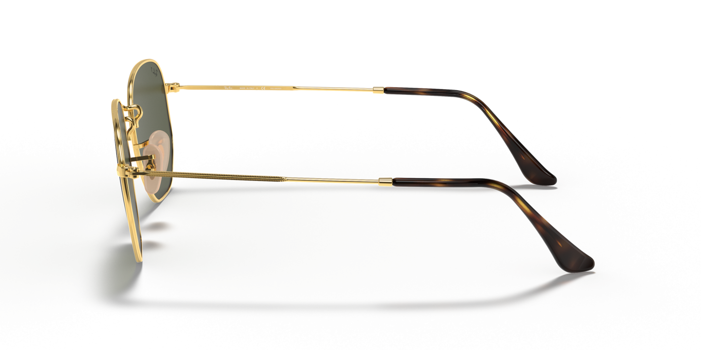 Ray-Ban Hexagonal RB3548N Sunglasses side view - Colour: Arista Gold / G-15 Green Polarised