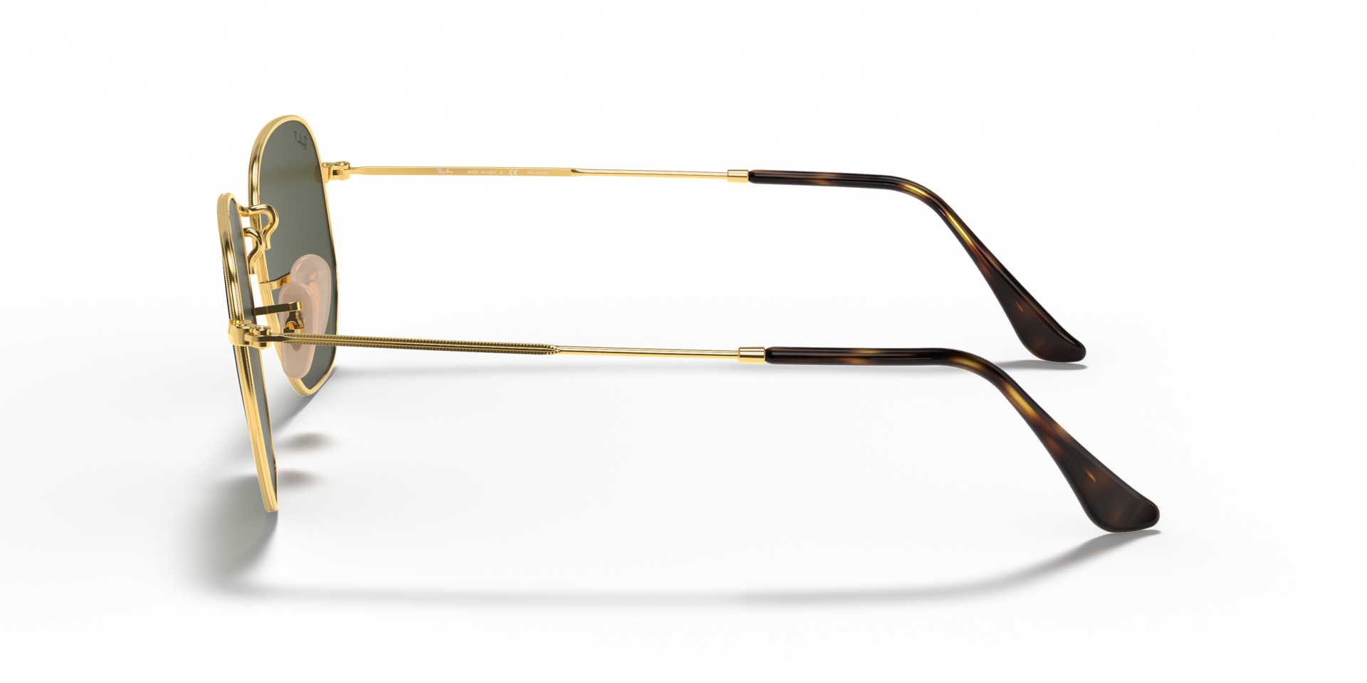 Ray-Ban Hexagonal RB3548N Sunglasses side view - Colour: Arista Gold / G-15 Green Polarised