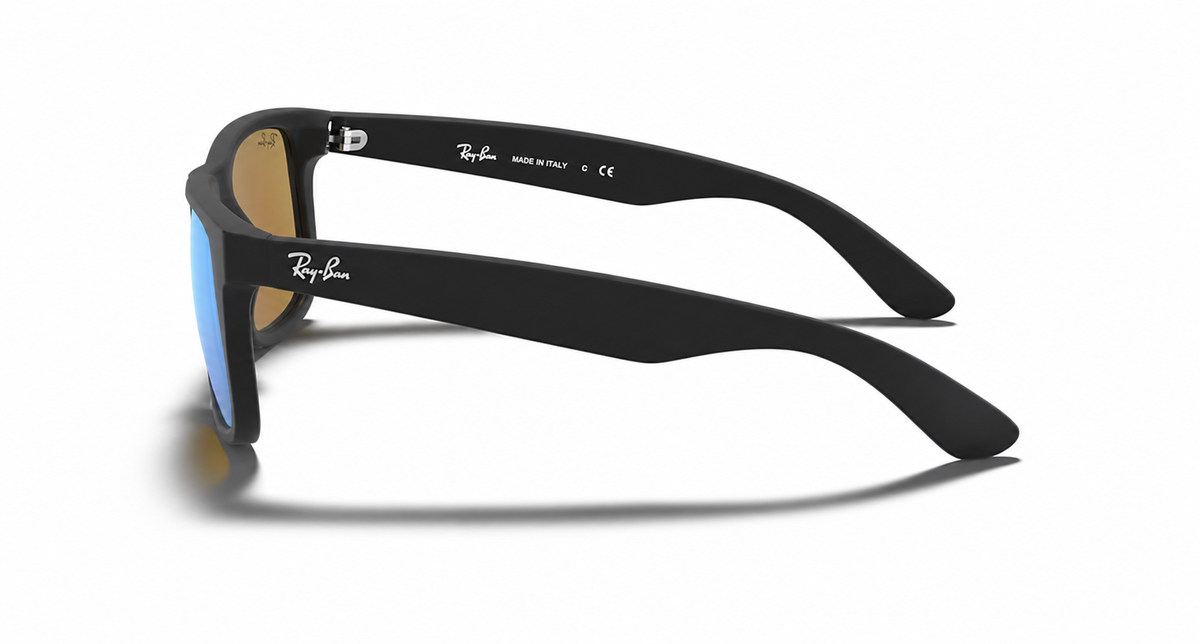 Ray-Ban Justin RB4165 Sunglasses side view - Colour: Matte Black - Lens: Blue Mirror - Media: Standard