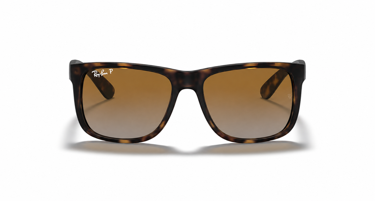 Ray-Ban Justin RB4165 Sunglasses front view - Colour: Rubber Havana - Lens: Grey-Brown Gradient Polarised - Media: Original Ray-Ban Polarised