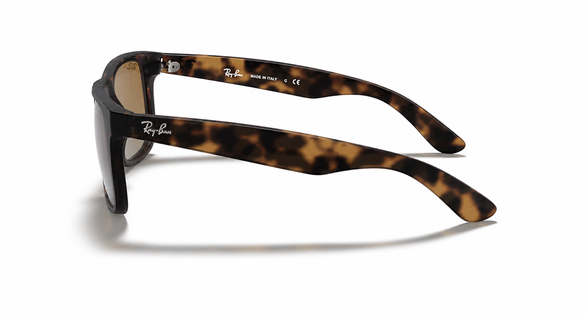 Ray-Ban Justin RB4165 Sunglasses side view - Colour: Rubber Havana - Lens: Grey-Brown Gradient Polarised - Media: Original Ray-Ban Polarised
