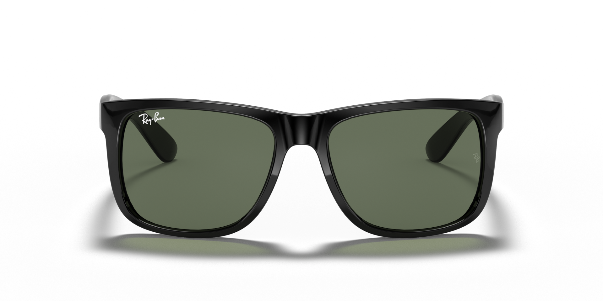 Ray-Ban Justin RB4165 Sunglasses front view - Colour: Black / Dark Green