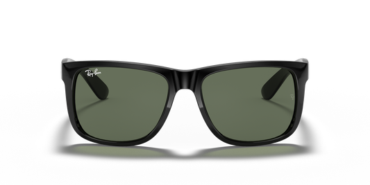 Ray-Ban Justin RB4165 Sunglasses front view - Colour: Black / Dark Green