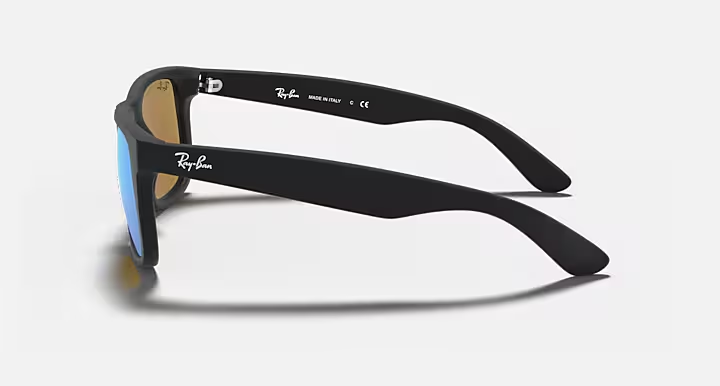 Ray-Ban Justin RB4165 Sunglasses side view - Colour: Matte Black / Blue Mirror