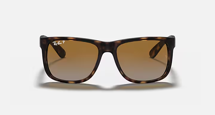 Ray-Ban Justin RB4165 Sunglasses front view - Colour: Rubber Havana / Grey-Brown Gradient Polarised
