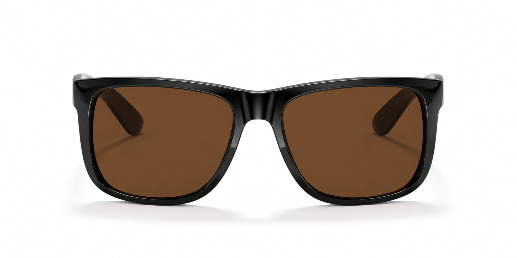 Ray-Ban Justin RB4165 Sunglasses front view - Colour: Black - Lens: Brown solid tint - Media: Custom Polarised Brown solid tint