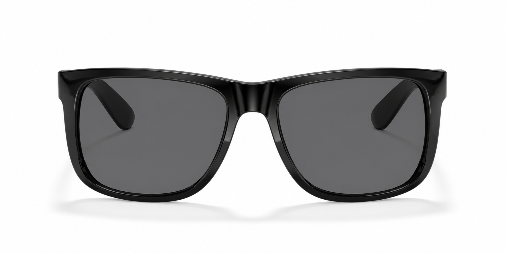 Ray-Ban Justin RB4165 Sunglasses front view - Colour: Black - Lens: Grey solid tint - Media: Custom Polarised Grey solid tint