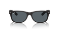 Ray-Ban New Wayfarer Low Bridge Fit RB2132F Sunglasses front view - Colour: Rubber Black / Blue