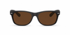 Ray-Ban New Wayfarer Low Bridge Fit RB2132F Sunglasses front view - Colour: Rubber Black - Lens: Brown solid tint - Media: Custom Polarised Brown solid tint