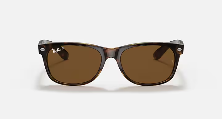 Ray-Ban New Wayfarer RB2132 Sunglasses front view - Colour: Tortoise / B-15 Brown Polarised