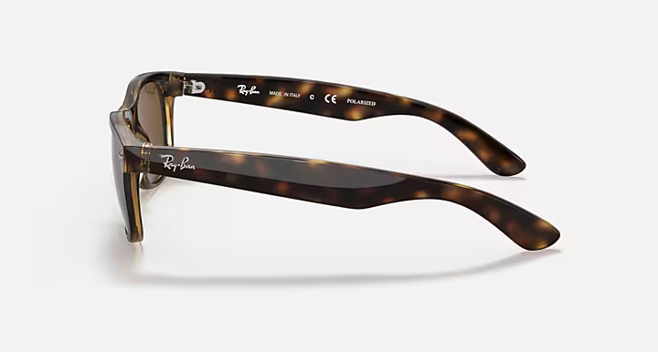 Ray-Ban New Wayfarer RB2132 Sunglasses side view - Colour: Tortoise / B-15 Brown Polarised