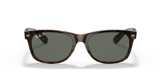 Ray-Ban New Wayfarer RB2132 Sunglasses front view - Colour: Tortoise / G-15 Green Polarised
