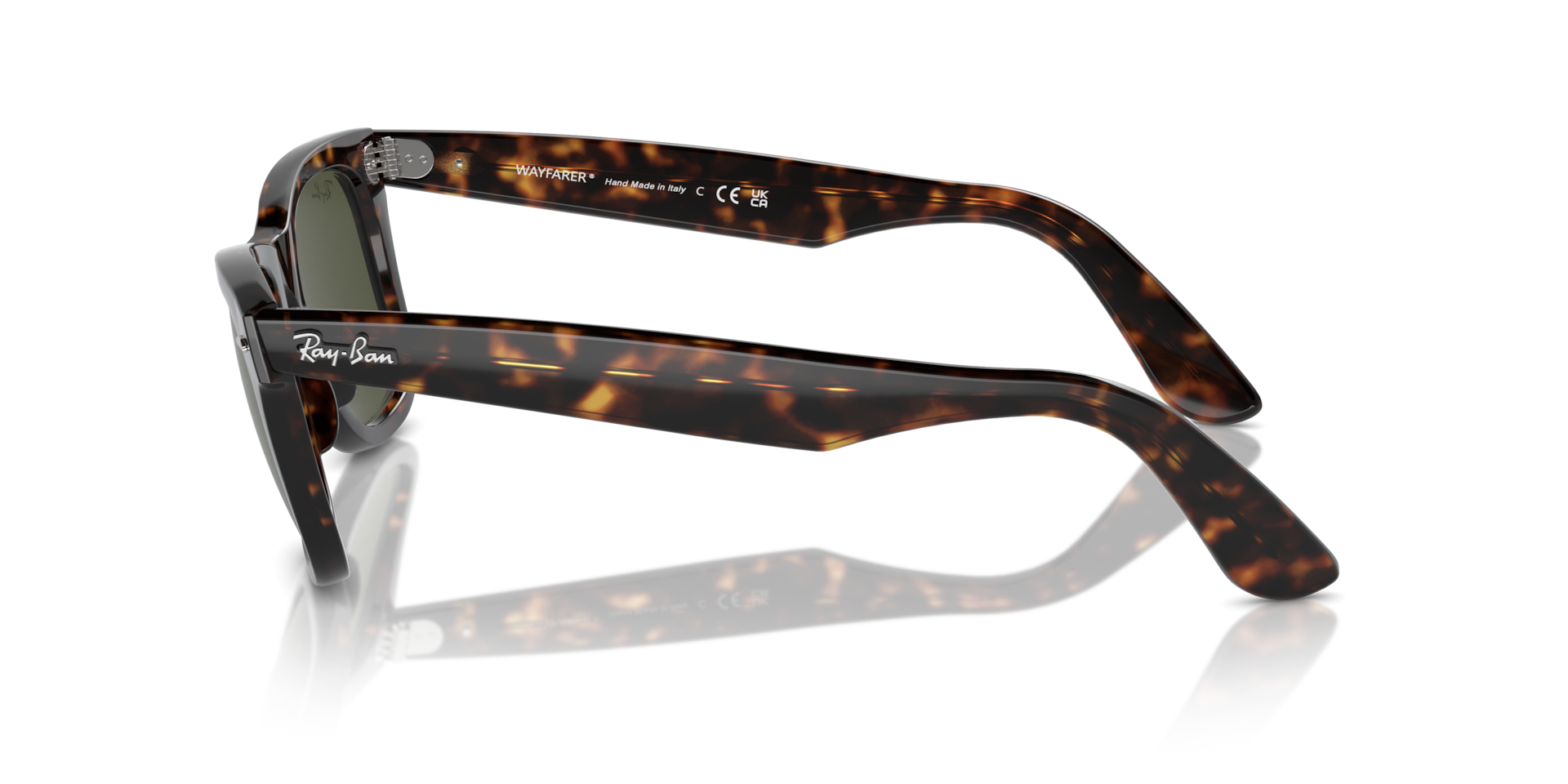Ray-Ban Original Wayfarer RB2140 Sunglasses side view - Colour: Tortoise / G-15 Green
