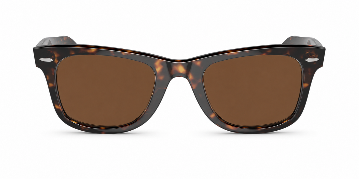 Ray-Ban Original Wayfarer RB2140 Sunglasses front view - Colour: Tortoise - Lens: Brown solid tint - Media: Custom Polarised Brown solid tint