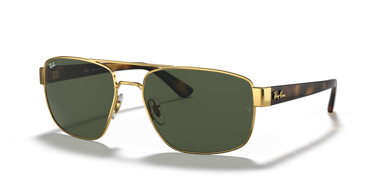 Ray-Ban RB3663 Sunglasses angle view - Colour: Arista Gold / G-15 Green