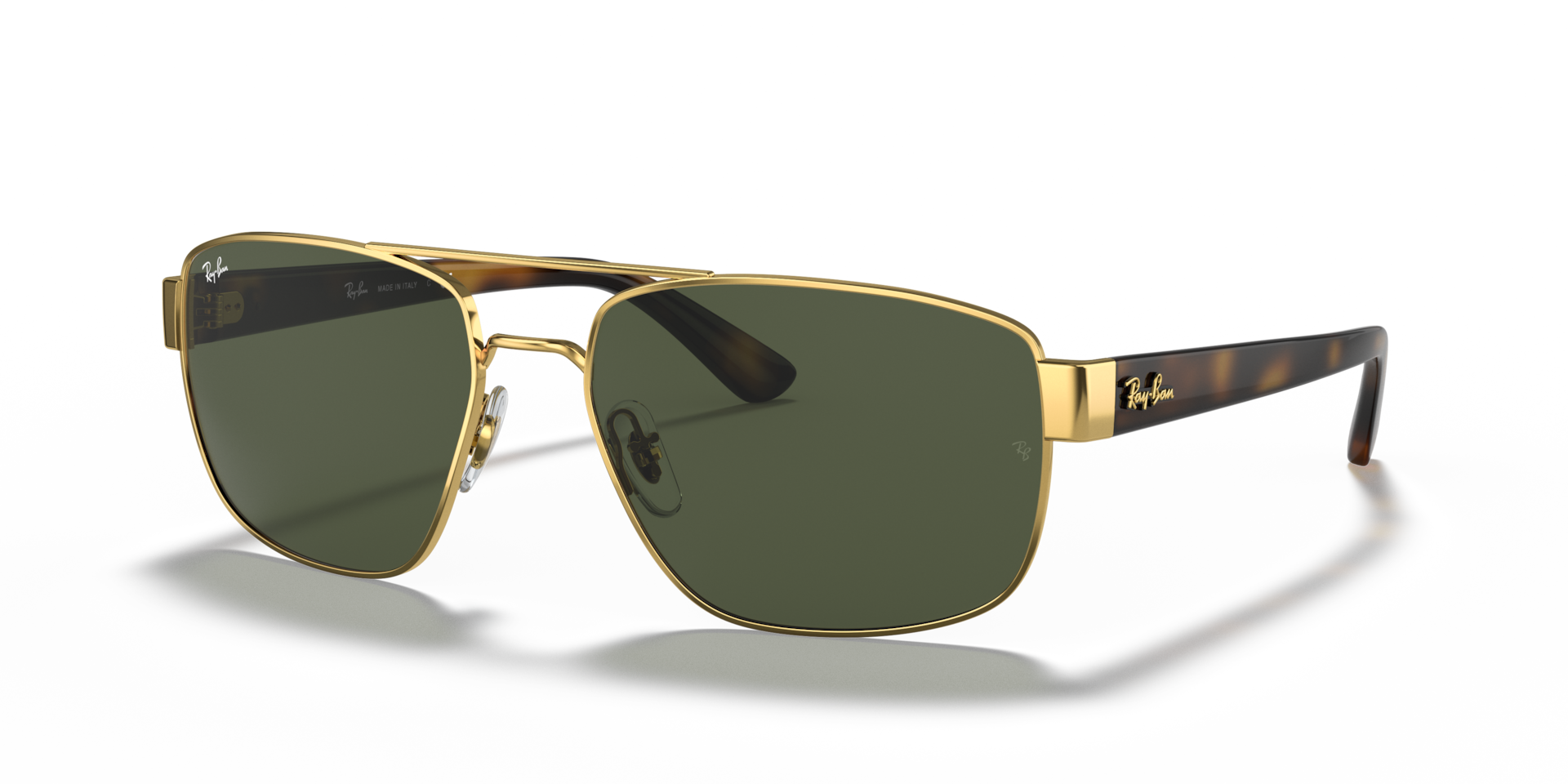 Ray-Ban RB3663 Sunglasses angle view - Colour: Arista Gold / G-15 Green