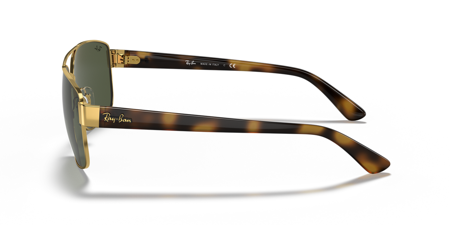 Ray-Ban RB3663 Sunglasses side view - Colour: Arista Gold / G-15 Green