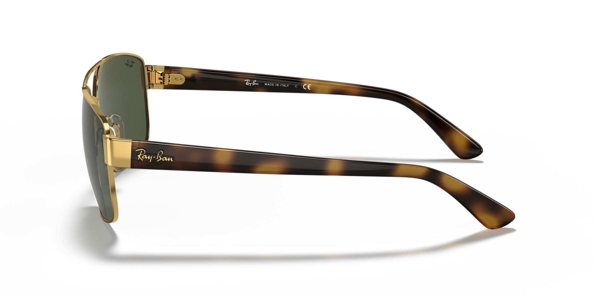 Ray-Ban RB3663 Sunglasses side view - Colour: Arista Gold / G-15 Green