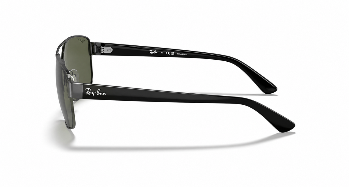 Ray-Ban RB3663 Sunglasses side view - Colour: Gunmetal - Lens: G-15 Green Polarised - Media: Original Ray-Ban Polarised