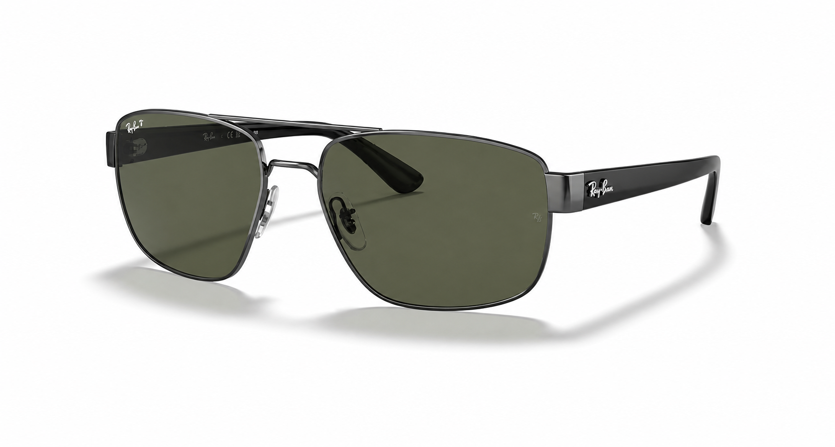 Ray-Ban RB3663 Sunglasses angle view - Colour: Gunmetal - Lens: G-15 Green Polarised - Media: Original Ray-Ban Polarised