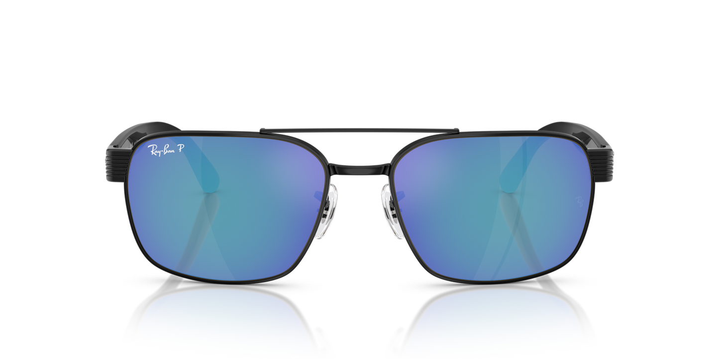 Ray-Ban RB3751CH Polarised+ Sunglasses front view - Colour: Polished Black / Grey Mirror Blue Polarised+