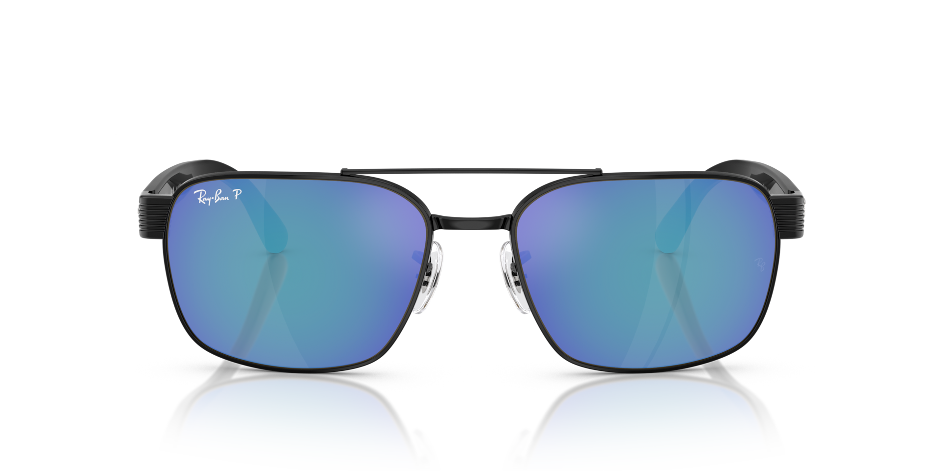 Ray-Ban RB3751CH Polarised+ Sunglasses front view - Colour: Polished Black / Grey Mirror Blue Polarised+