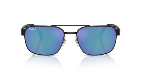 Ray-Ban RB3751CH Polarised+ Sunglasses - Polished Black / Grey Mirror Blue Polarised+