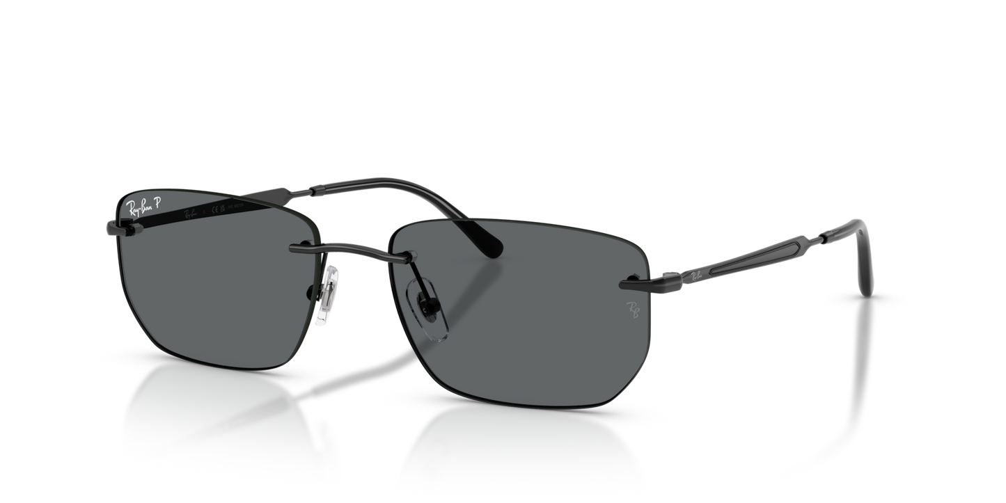 Ray-Ban RB3768 Sunglasses angle view - Colour: Polished Black / Dark Grey Polarised