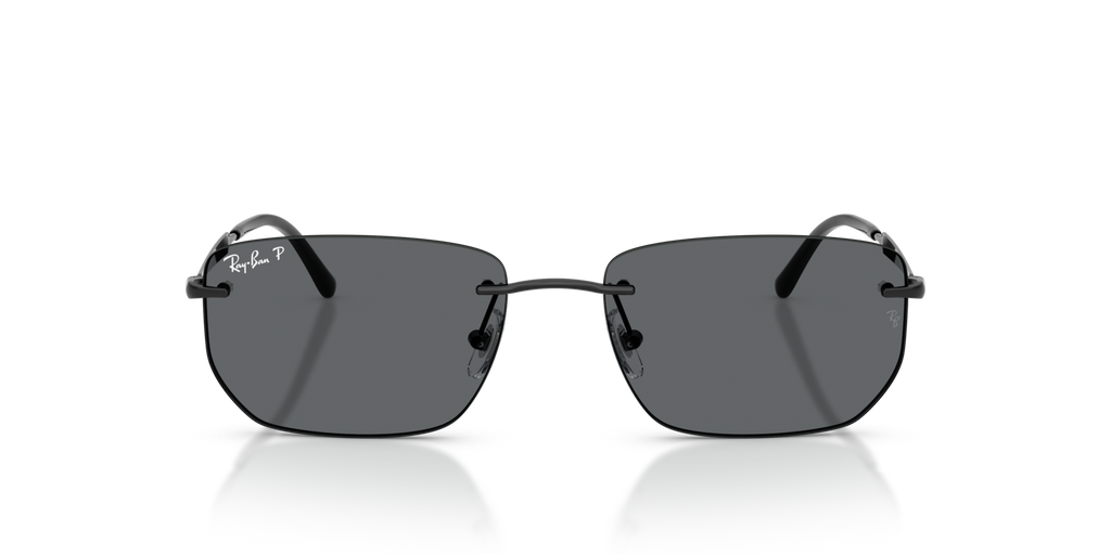 Ray-Ban RB3768 Sunglasses front view - Colour: Polished Black / Dark Grey Polarised