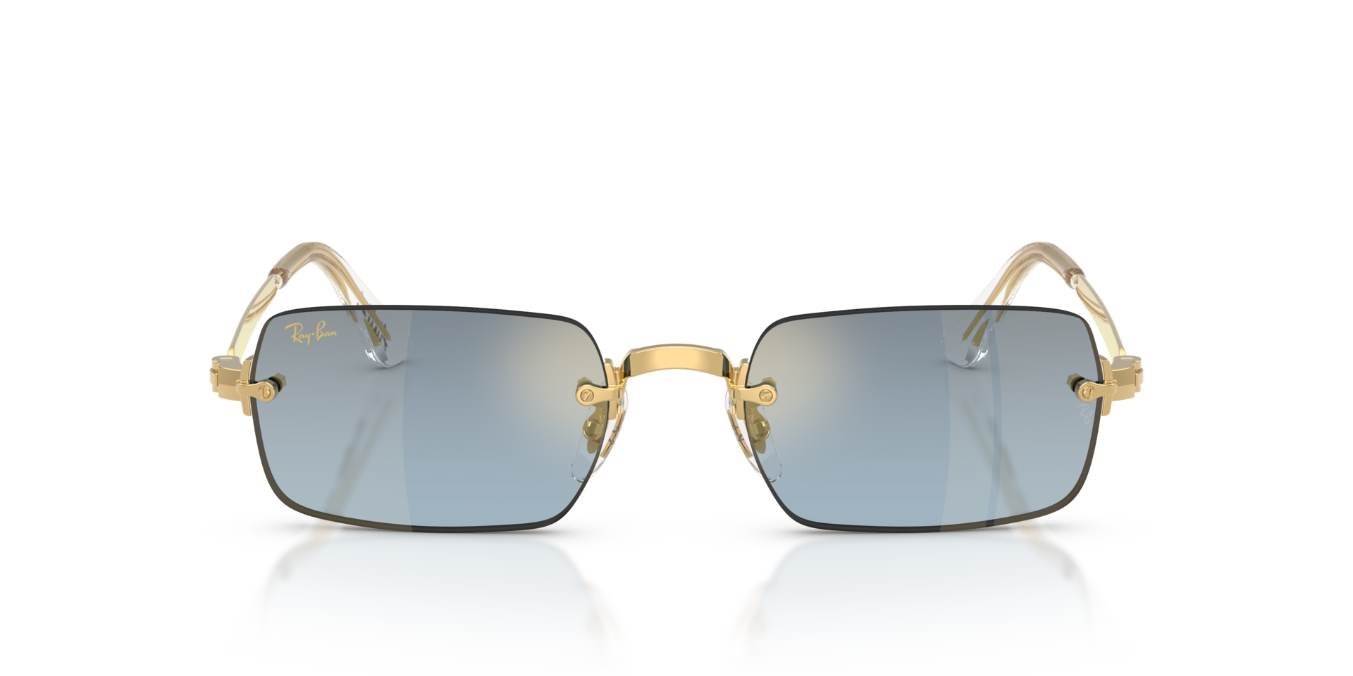 Ray-Ban RB3928 by A$AP Rocky Sunglasses front view - Colour: Polished Arista Gold / Blue to Dark Grey Gradient
